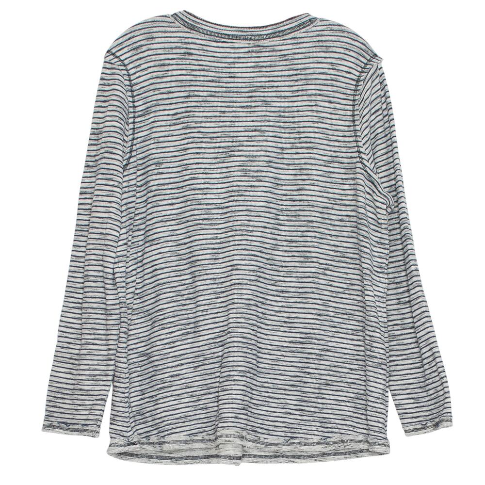 Sundance Henley Top Stripe Gray Blue Thermal Boho Folk Cottagecore Plus Size XXL - Picture 2 of 6